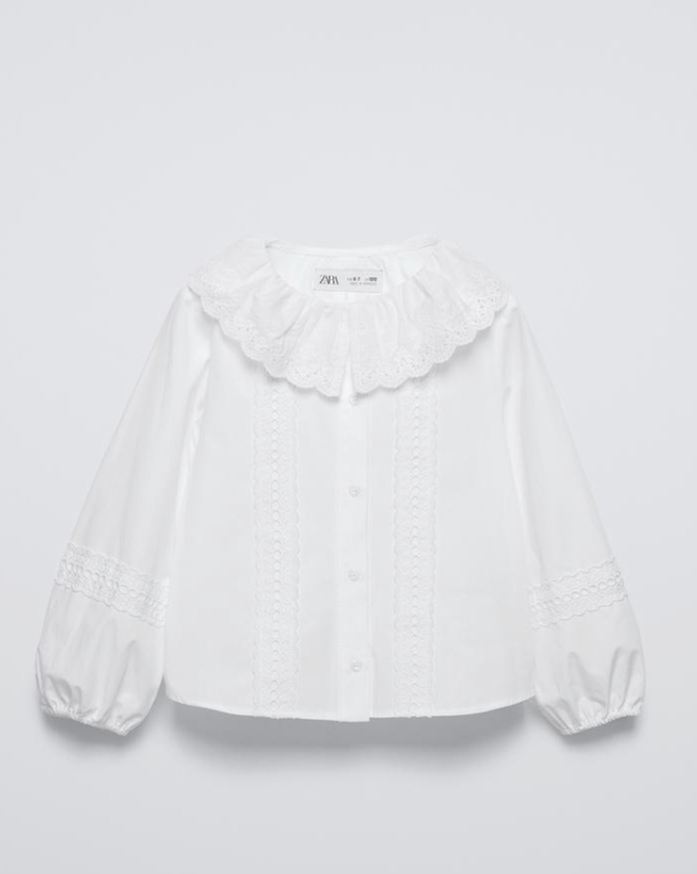 Zara Girl's Cotton Blouse Ecru Top